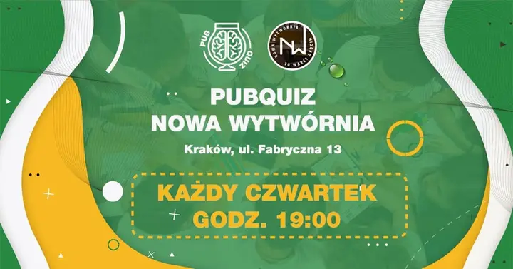 PubQuiz w Nowej Wytwórni - czwartek! (Kraków) 🧠 Drużynowy quiz z nagrodami 💰