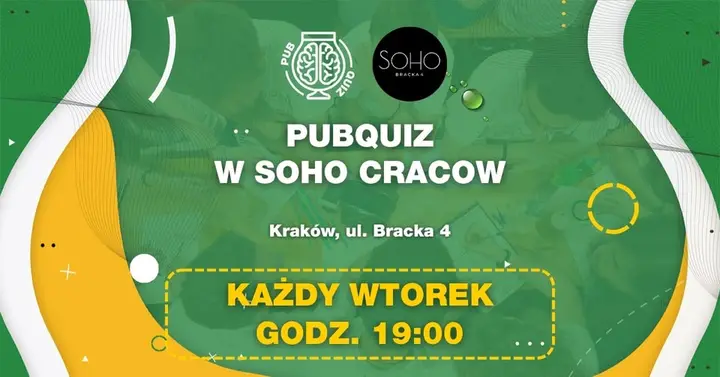 PubQuiz w SOHO - wtorek (Kraków) 🧠 Drużynowy quiz z nagrodami 💰