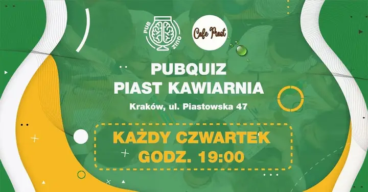 PubQuiz w Piast Kawiarnia - czwartek (Kraków) 🧠 Drużynowy quiz z nagrodami 💰